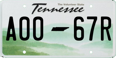 TN license plate A0067R