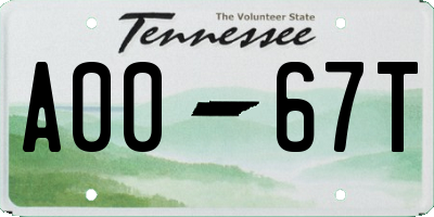 TN license plate A0067T