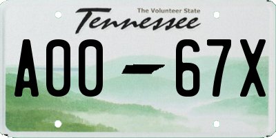 TN license plate A0067X