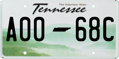 TN license plate A0068C