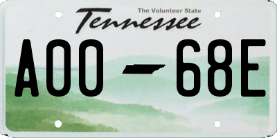 TN license plate A0068E