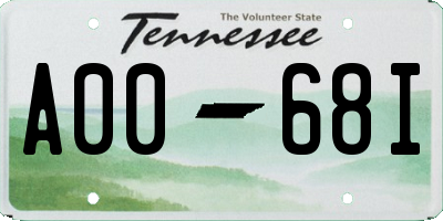 TN license plate A0068I