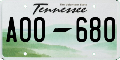 TN license plate A0068O