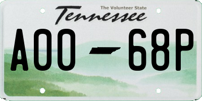 TN license plate A0068P