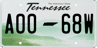 TN license plate A0068W