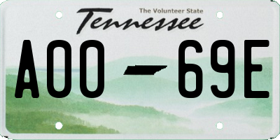 TN license plate A0069E