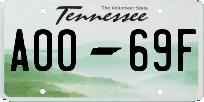 TN license plate A0069F