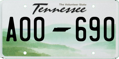 TN license plate A0069O