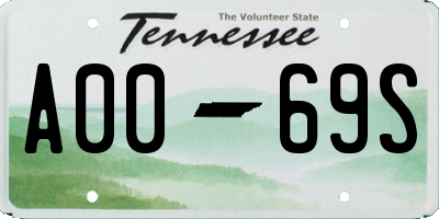 TN license plate A0069S