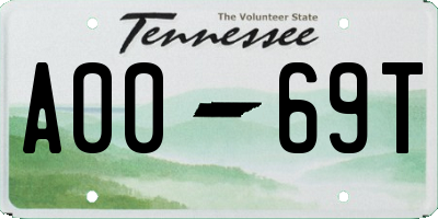 TN license plate A0069T