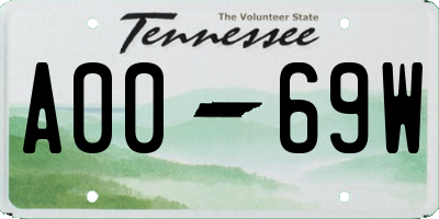 TN license plate A0069W