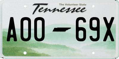 TN license plate A0069X