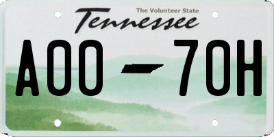 TN license plate A0070H