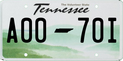 TN license plate A0070I