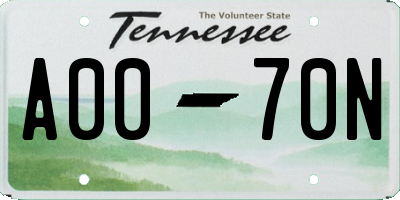 TN license plate A0070N