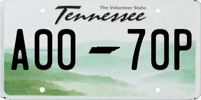 TN license plate A0070P