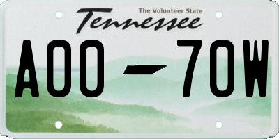 TN license plate A0070W