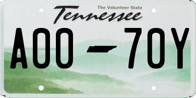 TN license plate A0070Y