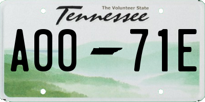 TN license plate A0071E