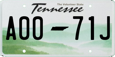 TN license plate A0071J