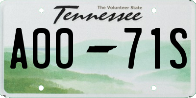 TN license plate A0071S