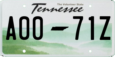 TN license plate A0071Z