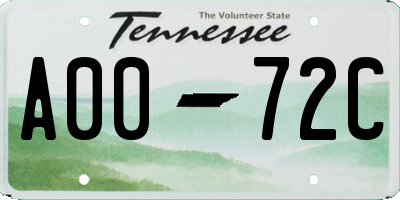 TN license plate A0072C