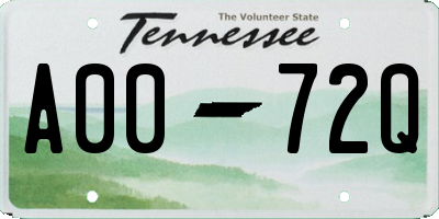 TN license plate A0072Q