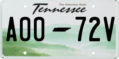 TN license plate A0072V