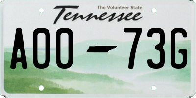 TN license plate A0073G