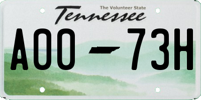 TN license plate A0073H