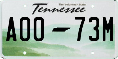 TN license plate A0073M