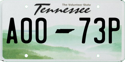 TN license plate A0073P