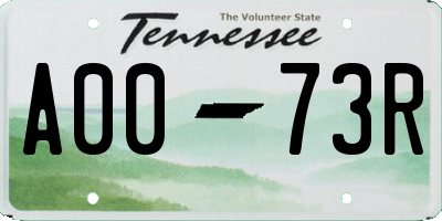 TN license plate A0073R