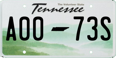 TN license plate A0073S
