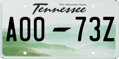 TN license plate A0073Z