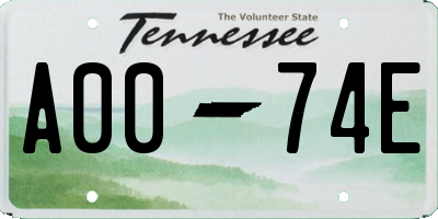 TN license plate A0074E