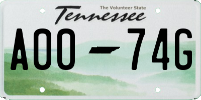 TN license plate A0074G