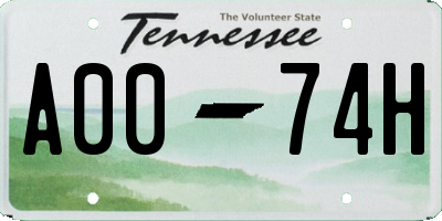 TN license plate A0074H