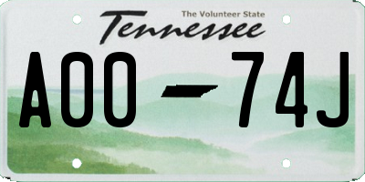 TN license plate A0074J