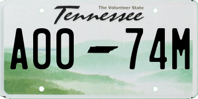 TN license plate A0074M