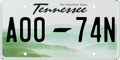 TN license plate A0074N