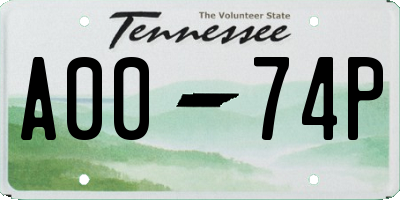 TN license plate A0074P