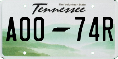 TN license plate A0074R