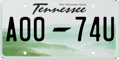 TN license plate A0074U