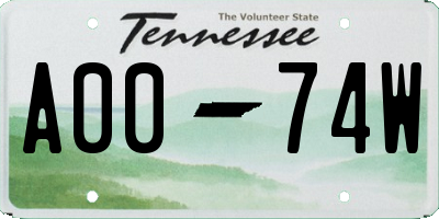 TN license plate A0074W