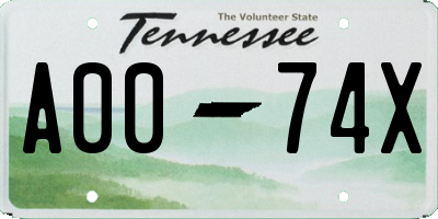 TN license plate A0074X