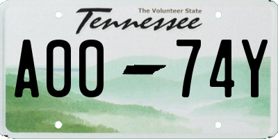 TN license plate A0074Y