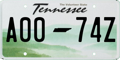 TN license plate A0074Z