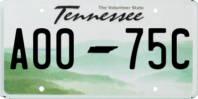 TN license plate A0075C